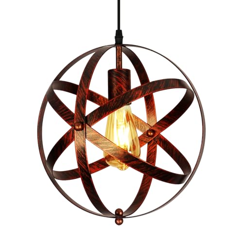 Comely Modern Industrielle Pendelleuchte, 1 Flammige Hängeleuchte Esstisch, E27 Kronleuchter Vintage, Deckenleuchte Vintage aus Eisen für Wohnzimmer, Esszimmer, Küche, Schlafzimmer, Bar